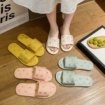 Floor cotton slippers women's indoor Four Seasons wearable 2022 summer New pregnant women's flat non-slip linen sandals