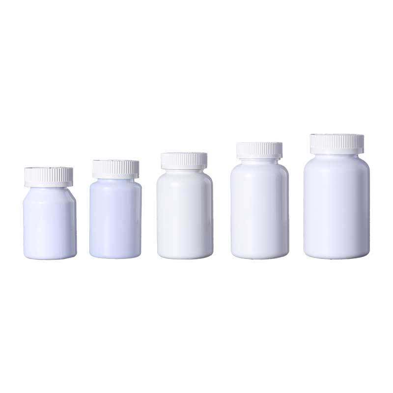 Hua Nuo Plastic pet White Calcium Tablet Bottle OEM Degradable Capsule Candy Milk Tablet Melatonin Customization