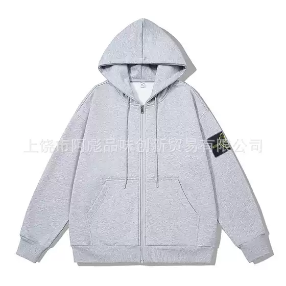 Cross-Border Hot-Selling Men's and Women's Hooded Sweatshirts with Logo Heat Transfer, European Size Zip-Up Shirts Wholesale