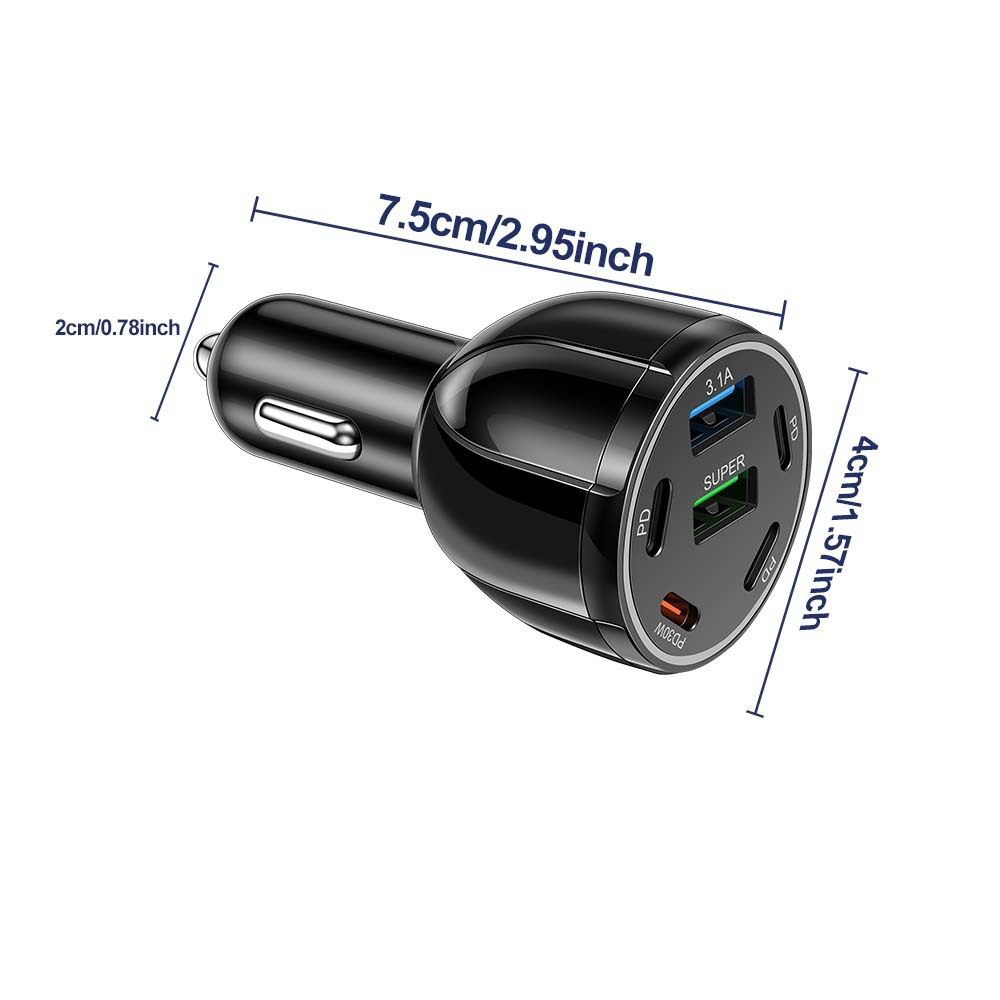 6 Ports USB Car Charger Type C Car Fast Charging Qc3.0 Pd Car Phone Charging Adapter