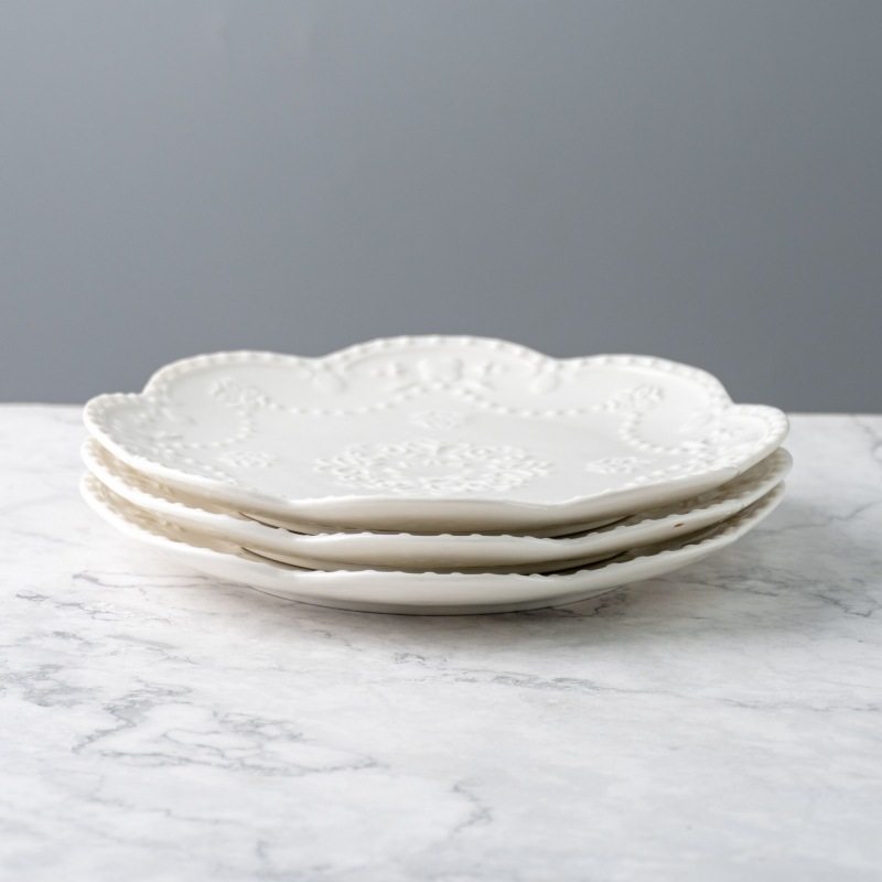 New embossed ceramic western food Nordic dish plate household ceramic tableware microwave oven tableware export original