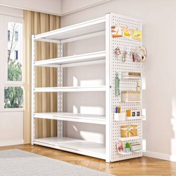 Storage Rack Household Carbon Steel Multi-Layer Storage Rack Bookshelf Utility Room Basement Organizer Rack Hole Board Floor-Standing Shelf