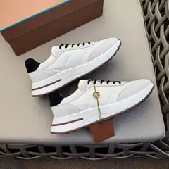 Europe Trend Weekend Thick-Soled Genuine Leather Men's Lace-Up Casual Sneakers for Fall, Durable
