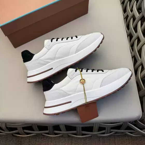Europe Trend Weekend Thick-Soled Genuine Leather Men's Lace-Up Casual Sneakers for Fall, Durable