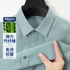 Spring Bamboo Fiber Long-sleeved Shirt Breathable Solid Color All-match Youth Men's Business High-end Casual Shirt Top