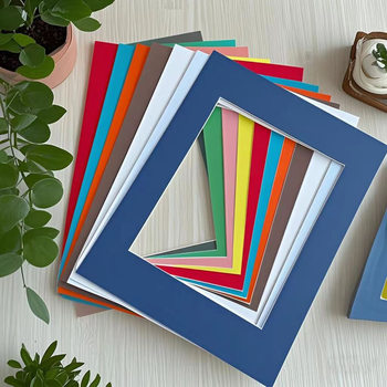 Color photo frame lined with cardboard photo frame Chinese painting frame lined with cardboard photo wall 8 inch 6 inch mounted white cardboard