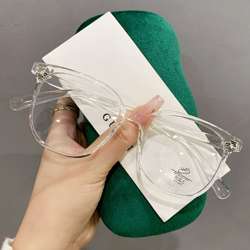 8012 New Retro Tr Large-Frame Glasses Frame Korean Fashion Anti-Blue Light Glasses Can Be Equipped with Prescription Flat Glasses