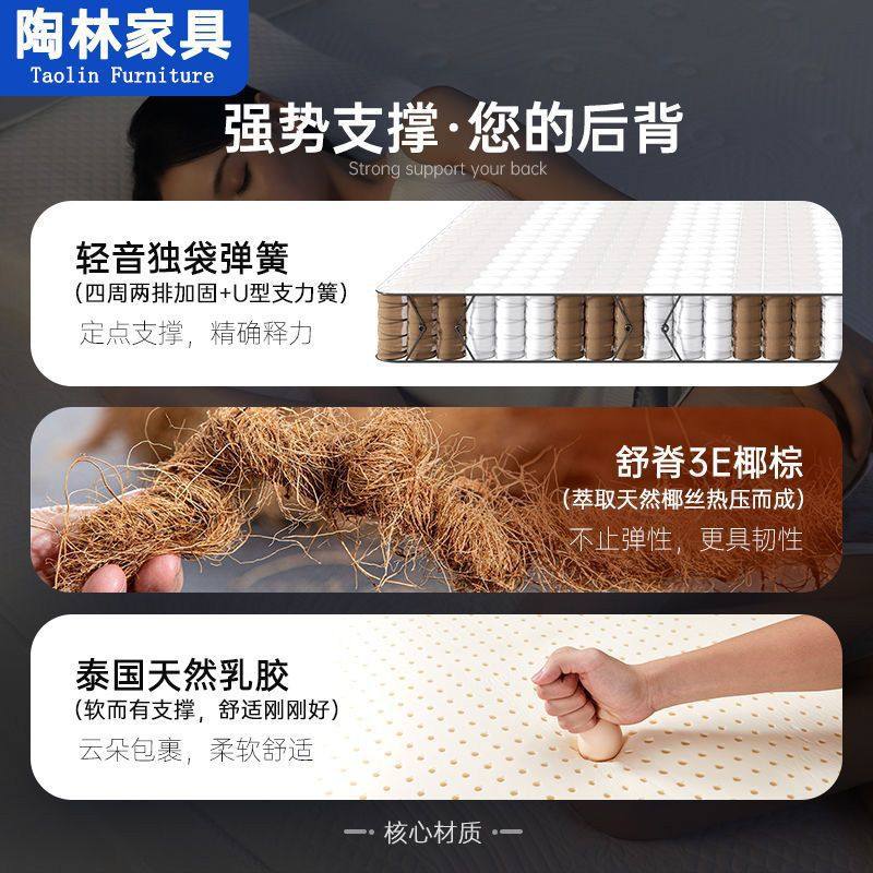 Home Master Bedroom Spine Protection Dual-Purpose Coconut Palm Latex Mattress Simmons Hard Thickened Independent Spring Mattress