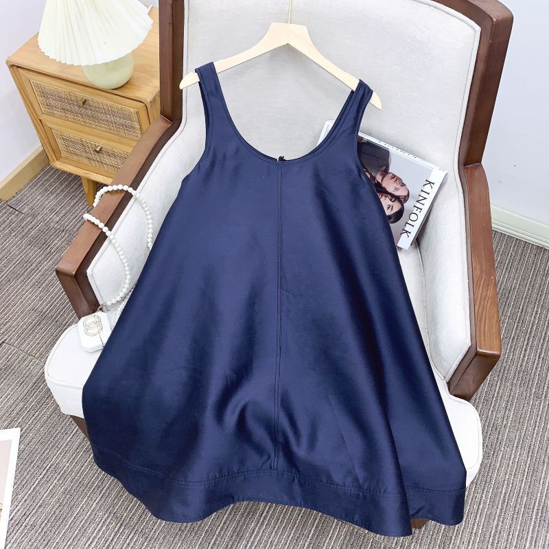 Đầm hai dây lụa tơ tằm dáng chữ A tay công chúa phong cách thanh lịch — [Quần short chống chói miễn phí màu lục lam] Len lụa, [Quần short chống lộ màu nâu hạt dẻ] Len lụa, [Quần short chống lộ màu trắng ngọc trai] Len lụa