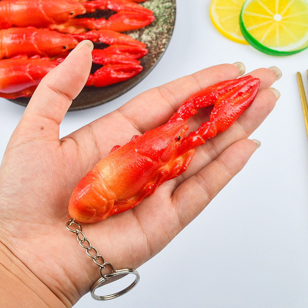 Crayfish Keychain Pendant Simulation Food Model Stereo Spicy Crayfish Props Ornaments Promotional Gifts