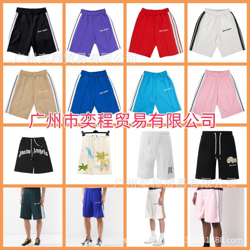 กางเกงขาสั้นผู้ชาย ลายทางสีรุ้ง แบรนด์ Palm Angels สไตล์ลำลอง นำเข้าข้ามพรมแดน กางเกงขาสั้นห้าจุด ลายทาง ยอดนิยม