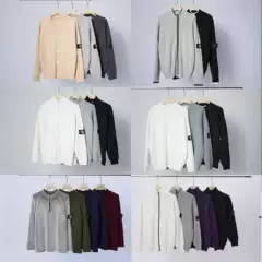 Cross-Border Stone Stone Zipper Cardigan Stand Collar Badge Functional Knitted Sweater Autumn and Winter Casual Men's and Women's Sweaters