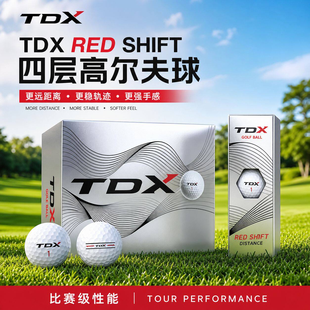 ลูกกอล์ฟสำหรับฝึกซ้อมแบบสี่ชั้น สีแดง Tdx ขายส่ง ชุดกล่องของขวัญลูกกอล์ฟสำหรับการแข่งขัน