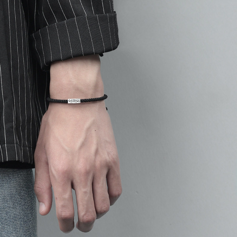 Retro koi Bracelet Men's Fashion ins cold style men's woven bracelet simple distressed small carp beaded bracelet