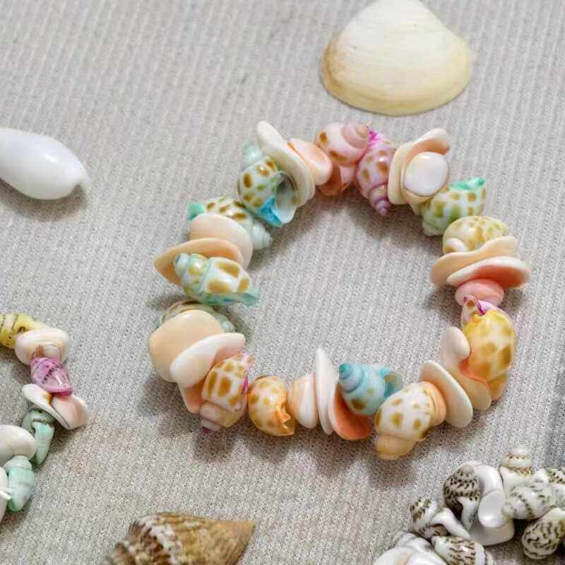 ♡ Natural Conch Shell Bracelet Necklace Handmade Marine Jewelry Children's Bracelets Street Stall Crafts Men's and Women's Gifts