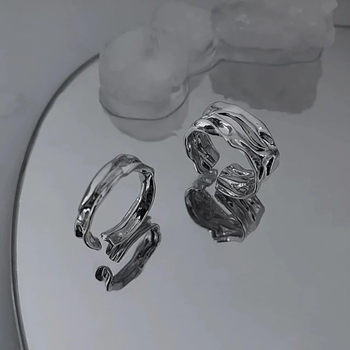 Irregular Geometric Wrinkle Ring ins Neutral Wind Open Ring Men and Women Tilinfoil Texture Food Finger Ring