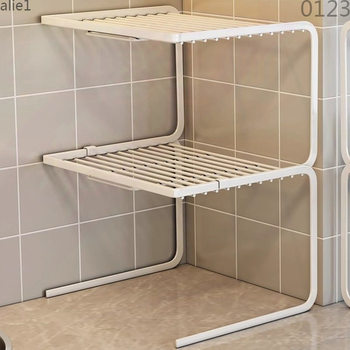 Kitchen Countertop Tiered Shelf Storage Rack Pot Holder Cabinet Cookware Organizer Multi-Layer Partition Divider