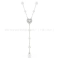 Love roman y-shaped white gold necklace
