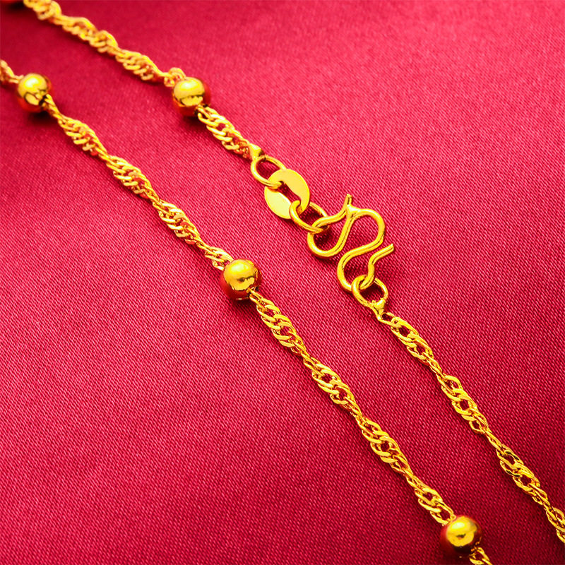 Imitation Gold Vietnam Sand Gold Box Chain Bag Beads Clavicle Chain Copper Plated Gold Chain Bag Beads Box Chain Live Broadcast