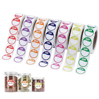 English Week Label Sticker 25mm Hotel West Point Time Management Catering Food Round Adhesive Sealing Sticker