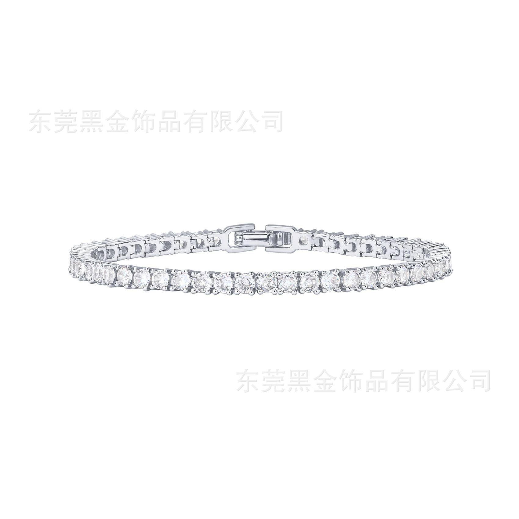 Cross-border Amazon explosions 18K full diamond bracelet single row tennis men's and women's bracelet anklet jewelry wholesale