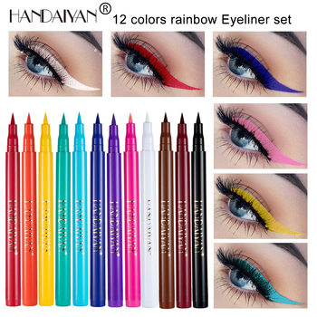 Liquid Eyeliner Pen Cross-Border Makeup Rainbow Color Handaiyandiy 12-Color Waterproof Eyeliner Not Easy to Smudge Eyeliner