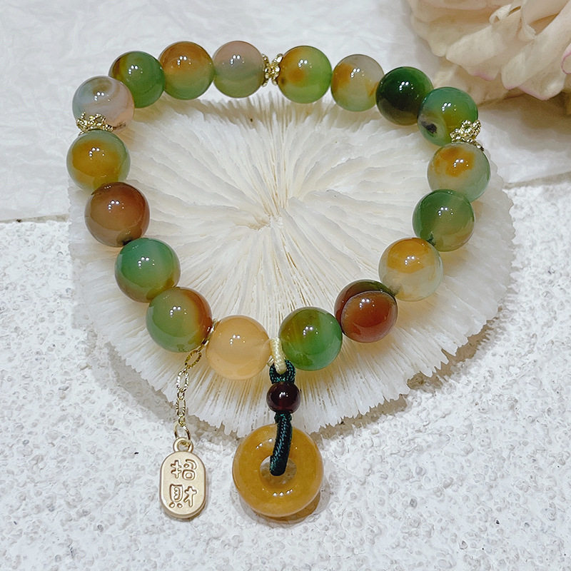 National style Nafu Peacock agate bracelet old mine yellow jade peace ring bracelet road pass agate bracelet wholesale