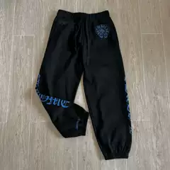 【High-Quality In-Stock Version】Ch Chrome Hearts Side Electric Blue Sanskrit Letter Sweatpants Unisex