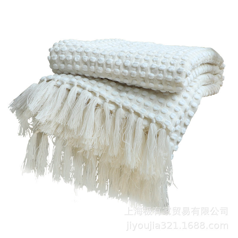 White Blanket Chenille Knitted Blanket Casual Shawl Cover Blanket Sofa Blanket Blanket Homestay Bed End Blanket