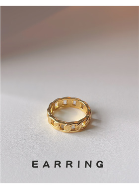 素简单通勤镂空麻花链条开口戒指欧美设计感轻奢百搭活口食指戒女