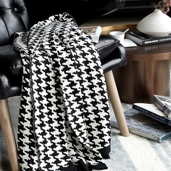 Nordic Style Houndstooth Blanket Board Room Sofa Blanket Soft Blanket Knitted Blanket Wool Leisure Blanket