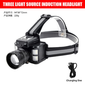 Rechargeable Strong Light Ultra-Bright Head-Mounted Outdoor Small Flashlight Sensor Night Fishing Long-Life Miner's Lamp Led Light