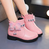 Children's Cotton Boots Princess Fashion Bow Baby Warm Leather Boots 2025 Winter Girls Rhinestone Mid-Calf Short Boots