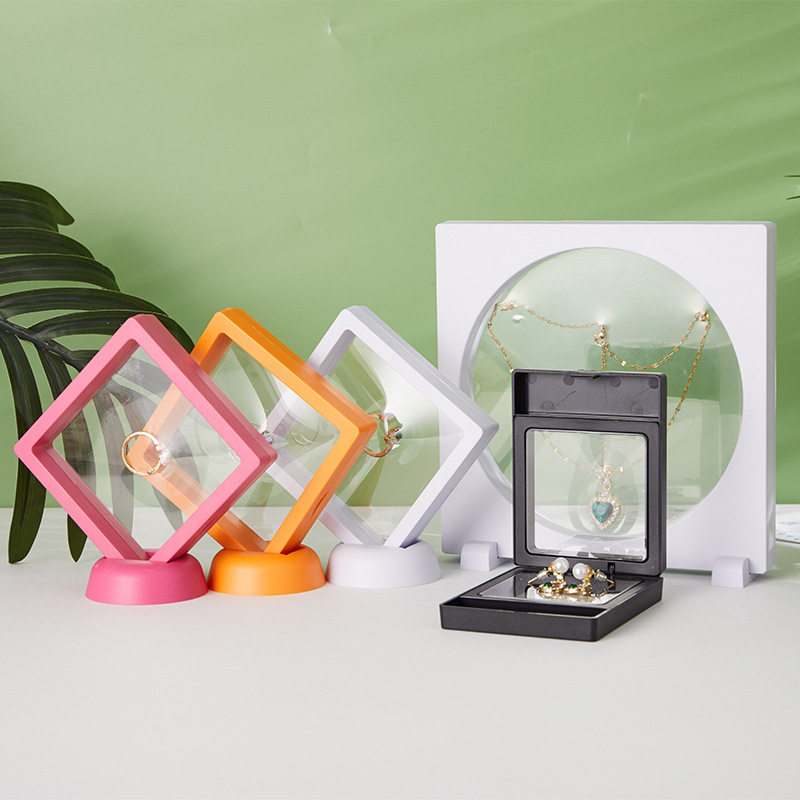 pe plastic film suspension jewelry box anti-oxidation film suspension frame jewelry display box dustproof jewelry storage box