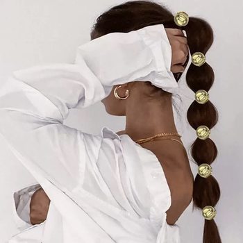 Cross-Border European and American Golden Spherical Hair Rope, High-End, Sweet and Cool Hair Tie That Does Not Hurt the Hair, Durable Headband for Hair Bun