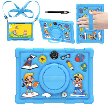 Suitable for Oppopadse Tablet Silicone Case Opd2417 Cartoon Kidsren's Anti-Fall 11inch Rotating Stand iPad