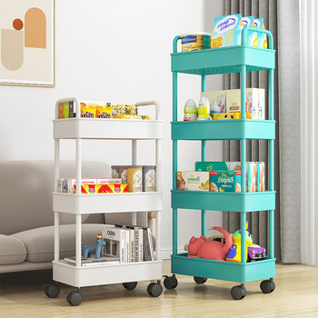 Storage Rack Kitchen Floor Trolley Bathroom Storage Rack Removable Sandwich Plastic Snack Rack to Save Space