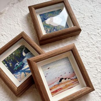 Mini Square 4 Inch 3.5 Small Photo Frame Oil Painting Stick Hollow 1.4cm Photo Frame DIY Handmade Works Table Calligraphy