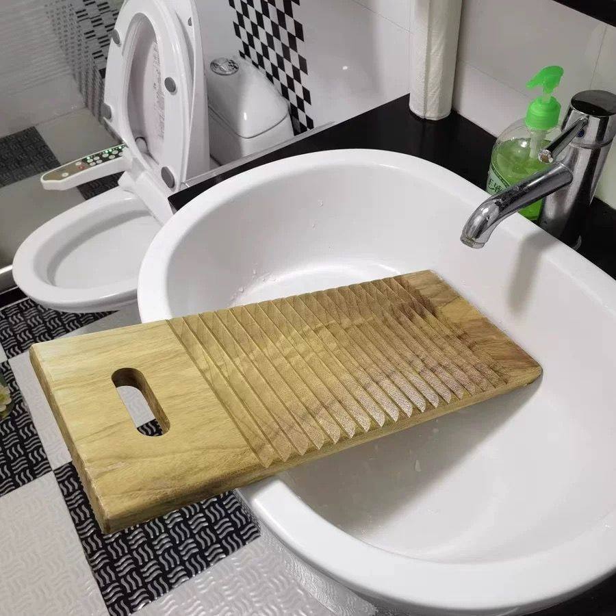 Solid Wood Washboard Large Household Thickeneded Pure Natural Camphor Wood Washboard Hand Washing Clothes Wooden Kneeling Board