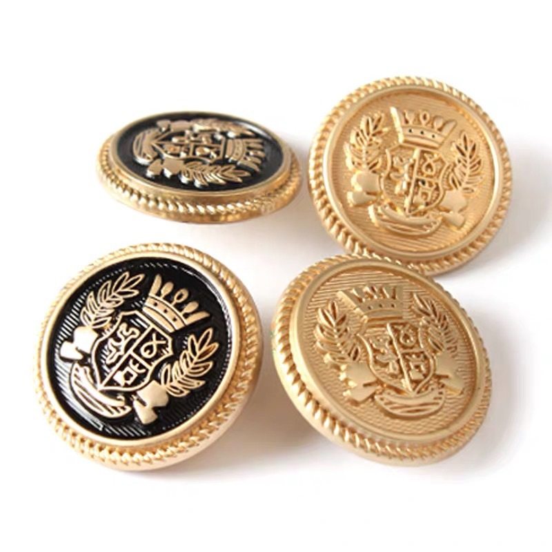 Fashionable Metal Crown Buttons Jk British Preppy Style Suit Coat Windbreaker Shirt Buttons Wheat Ear Badge Decorative Buttons