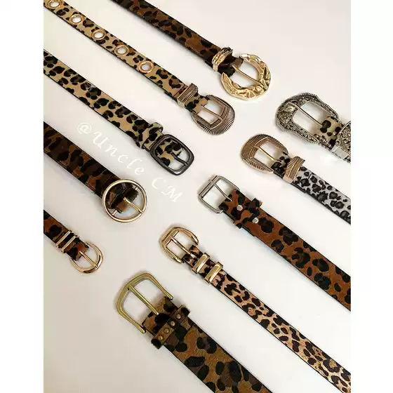 Vintage Leopard Belt Women's Niche Cool Trendy Dress Jeans with Decorative Design Fashion Belt