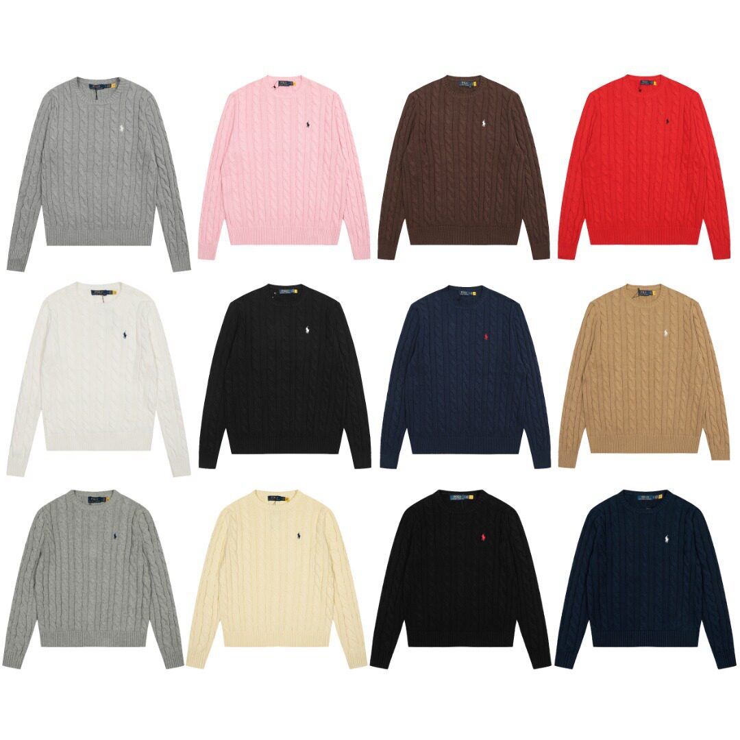 【】สามารถสแกนรหัสได้~ เสื้อสเวตเตอร์ถักคอกลม คลาสสิก อเนกประสงค์ ใช้ได้ทั้งชายและหญิง แบรนด์ Ralph Rl ผ้าฝ้าย 95%