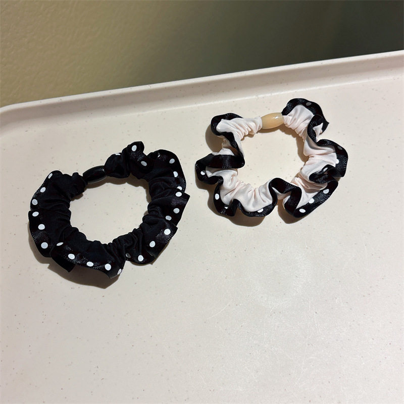 Fresh and Simple Polka Dot Lace Hair Tie Versatile High Elasticity Ponytail Hair Rope Elegant Bun Hair Rope