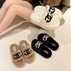 Hairy slippers for women's outdoor wear, 2026 autumn and winter new items, internet famous and popular, fashionable and plush fur shoes, thick soled cotton slippers for home use