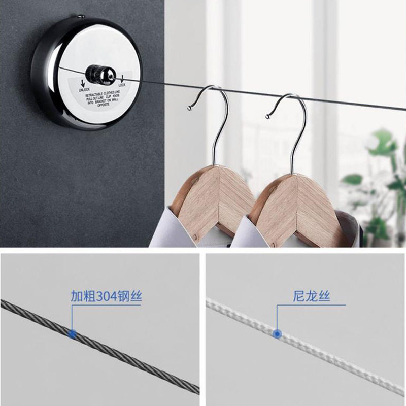 Bathroom Retractable Clothesline Wall-Mounted Balcony Clothes Drying Artifact Bathroom Indoor and Outdoor Invisible Retractable Clothes Drying Rack