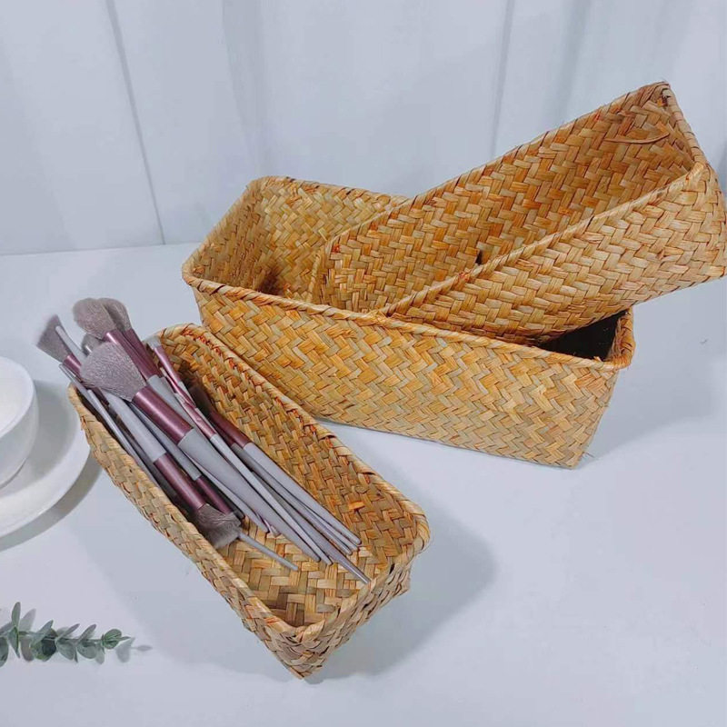 Factory Direct straw storage box sundries storage basket woven storage basket non-rattan wicker crafts wholesale