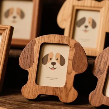 Wooden Creative Photo Frame Pet Dog Photo Frame Ornaments Pet Cute Creative Photo Frame Table Commemorative Gift