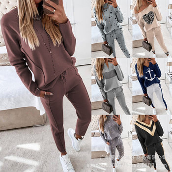 (Suit) 2020 European and American New Style High-Neck Long Pants Casual Two-Piece Set Autumn and Winter Sweatshirt for Women Ys2455 Fashionable Casual