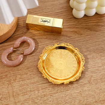 Jewelry Small Tray European Style Iron Retro Tea Cup Insulation Pad High-End Light Luxury Key Storage Tray Jewelry Tray