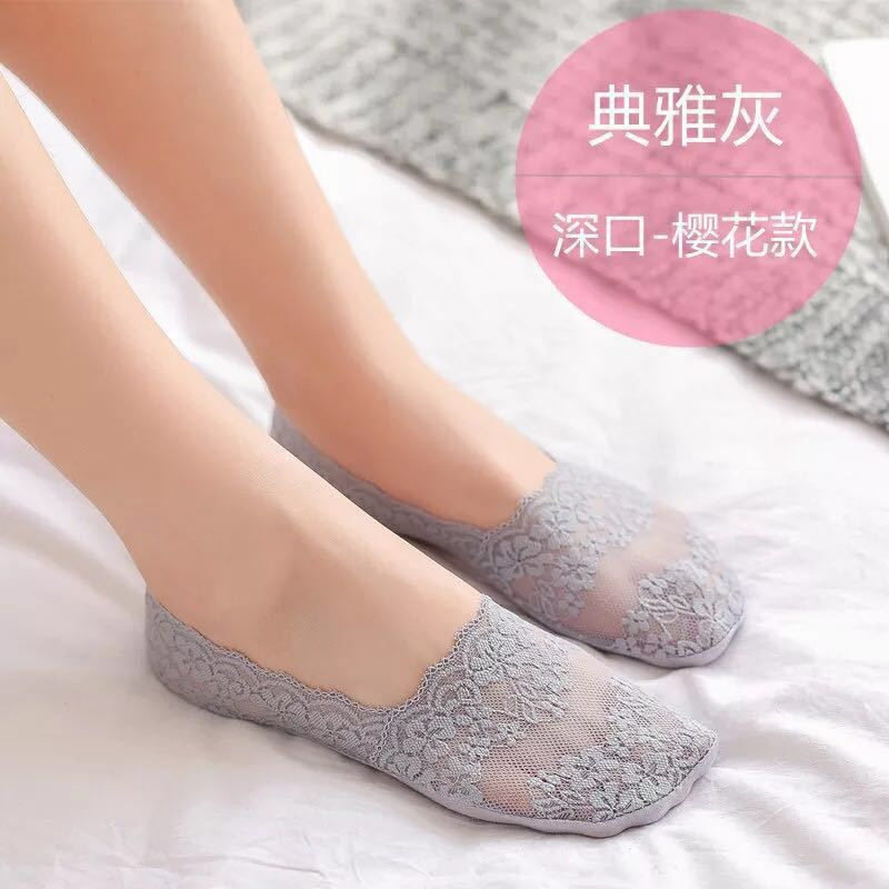 新款蕾丝船袜女夏季薄款浅口硅胶防滑隐形袜子不掉跟短袜厂家批发